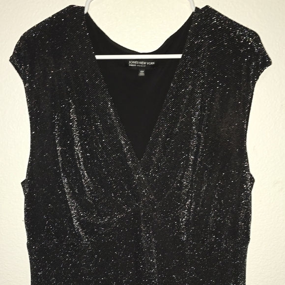 Jones New York Black Sheath Midi Dress V-Neck Sleeveless - Picture 10 of 10